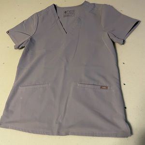 Figs Dusty Blue Casma Three-Pocket Scrub Top Medium